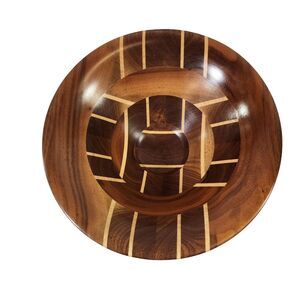Hand Made Segmented Wood Bowl w Inlay Artist Signed Groom and Dated OOAK  Turned